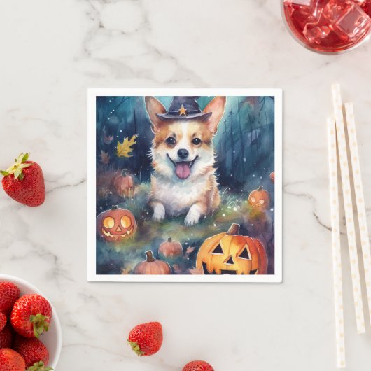 Halloween Corgi met pompoenen eng Servet (Insitu)