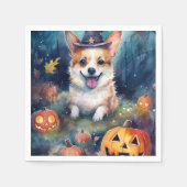 Halloween Corgi met pompoenen eng Servet (Voorkant)