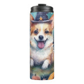 Halloween Corgi met pompoenen eng Thermosbeker (Voorkant)