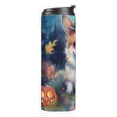 Halloween Corgi met pompoenen eng Thermosbeker (Gedraaid links)