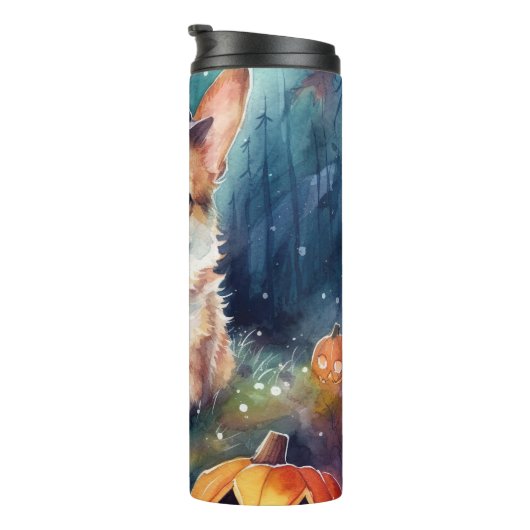 Halloween Corgi met pompoenen eng Thermosbeker (Geroteerd rechts)