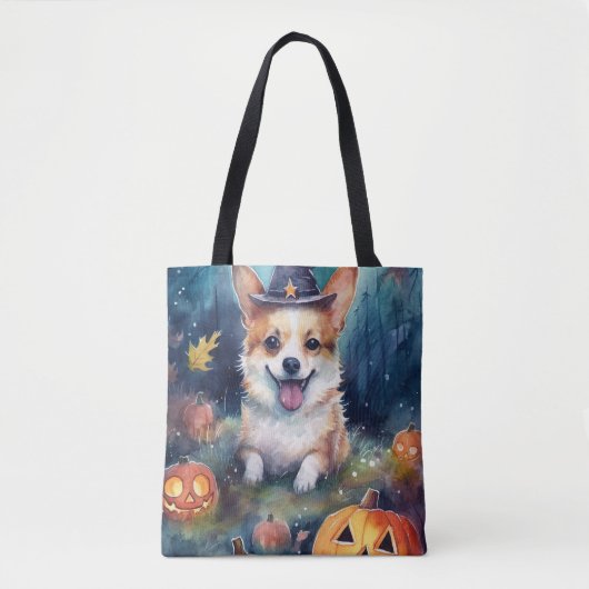 Halloween Corgi met pompoenen eng Tote Bag (Voorkant)