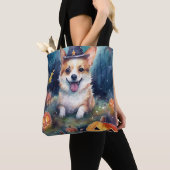 Halloween Corgi met pompoenen eng Tote Bag (Dichtbij)