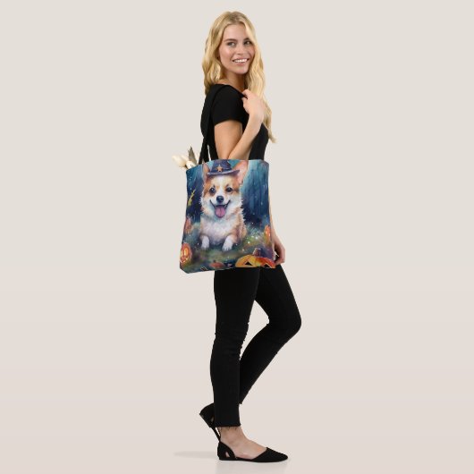 Halloween Corgi met pompoenen eng Tote Bag (Op model)