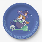 Halloween Corgi Papieren Bordje (Voorkant)