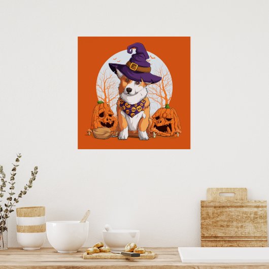 Halloween Corgi Poster (Keuken)