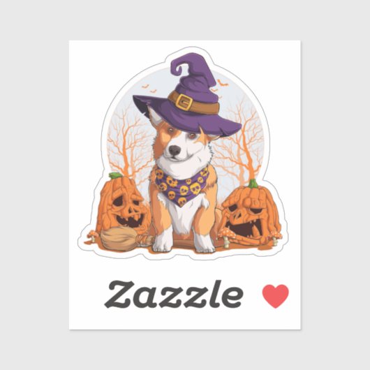 Halloween Corgi Square Sticker (Vel)