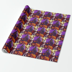 Halloween Corgi Vampier Pompoenen Griezelen Cadeaupapier