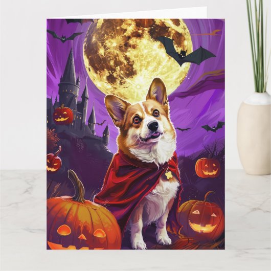 Halloween Corgi Vampire Pumpkins eng Kaart (Voorkant)