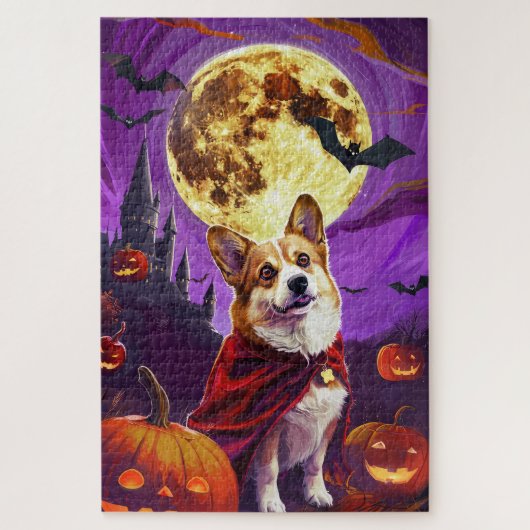 Halloween Corgi Vampire Pumpkins eng Legpuzzel (Verticaal)
