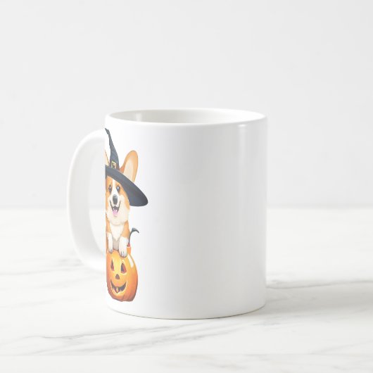 Halloween Corgi Witch Pet Koffiemok (Voorkant links)