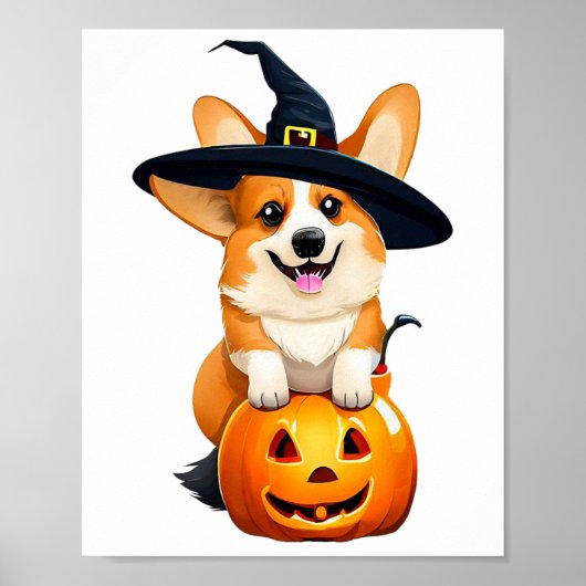 Halloween Corgi Witch Pet Poster (Voorkant)