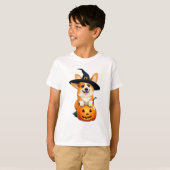 Halloween Corgi Witch Pet T-shirt (Voorkant volledig)