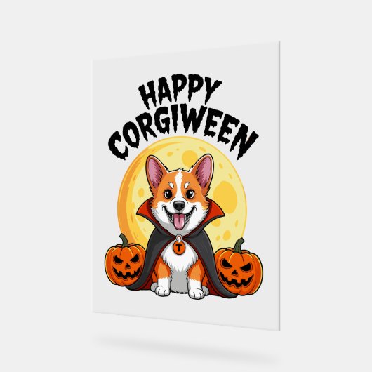 Halloween Corgiween, Spooky Corgi Dog Acryl Bord (Hoek)