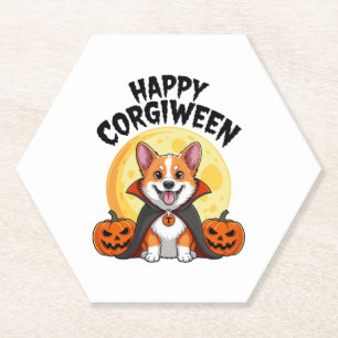 Halloween Corgiween, Spooky Corgi Dog Kartonnen Onderzetters