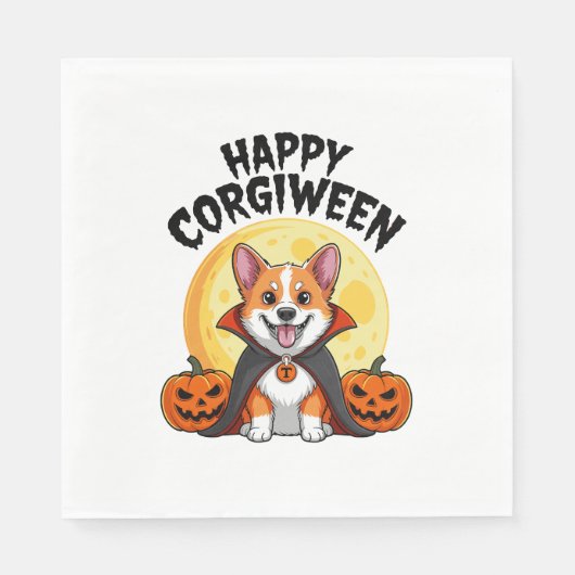 Halloween Corgiween, Spooky Corgi Dog Servet (Voorkant)