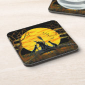 Halloween cork back onderzetters, witch, zwart, ka onderzetter (Linkerzijde)