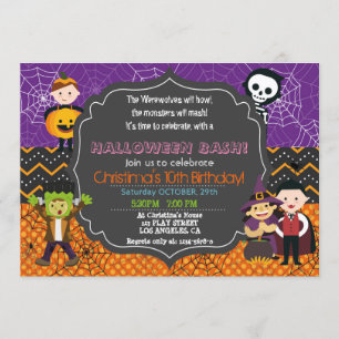 HALLOWEEN COSTUME BIRTHDAY ARTIJ INVITATIE KAART