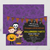 HALLOWEEN COSTUME BIRTHDAY ARTIJ INVITATIE KAART (Voorkant / Achterkant)