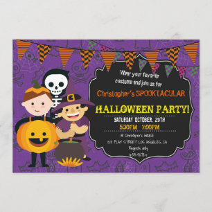 HALLOWEEN COSTUME BIRTHDAY ARTIJ INVITATIE KAART