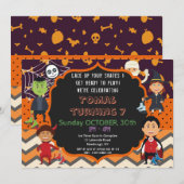 HALLOWEEN COSTUME BIRTHDAY ARTIJ INVITATIE | KINDE KAART (Voorkant / Achterkant)