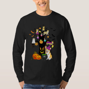 Halloween Costume Corgi Dog met boom Pu T-shirt
