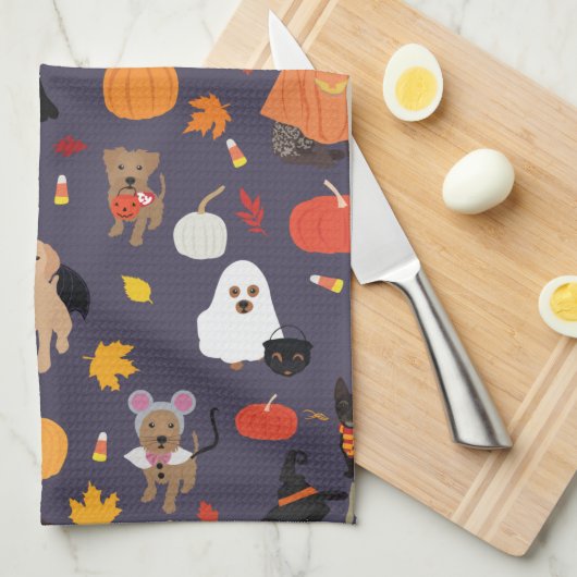 Halloween Costume Dogs Kitchen Hand Towel Theedoek (Quarter Fold)