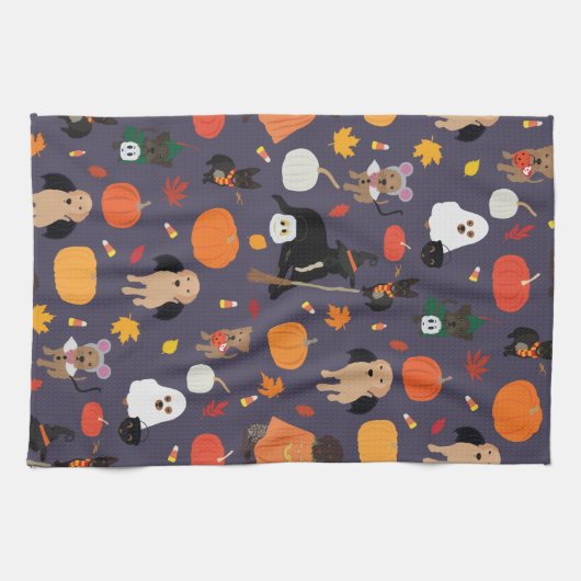 Halloween Costume Dogs Kitchen Hand Towel Theedoek (Horizontaal)