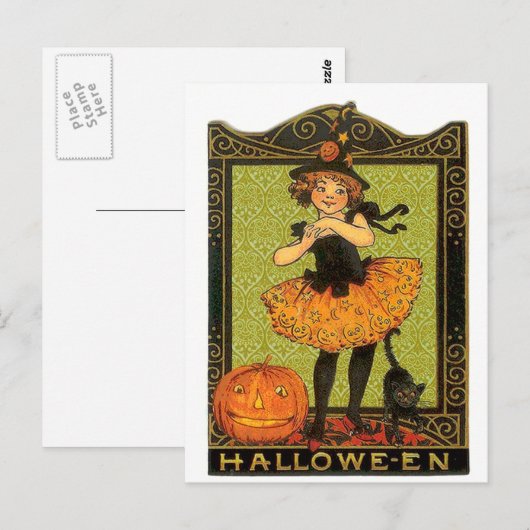 Halloween Costume en Cat Briefkaart (Voorkant / Achterkant)