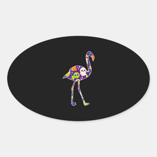 Halloween Costume Flamingo Ghost Snoep Gift Ovale Sticker (Voorkant)