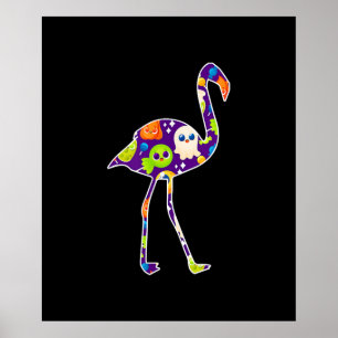 Halloween Costume Flamingo Ghost Snoep Gift Poster