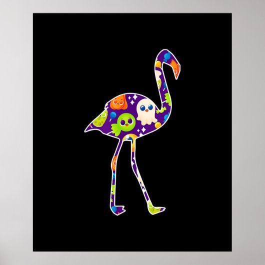 Halloween Costume Flamingo Ghost Snoep Gift Poster (Voorkant)