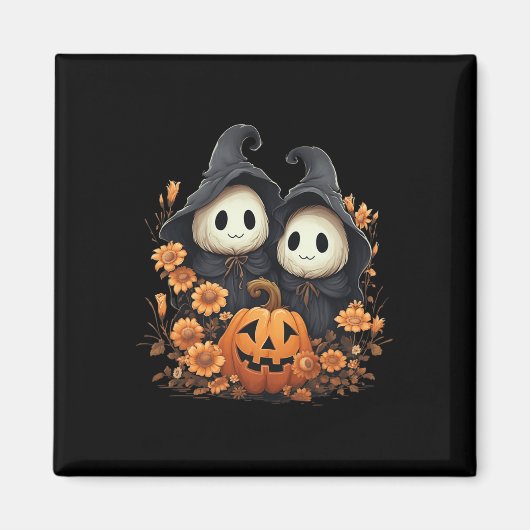 Halloween Costume Floral Ghost Pumpkin Fun Magneet (Voorkant)