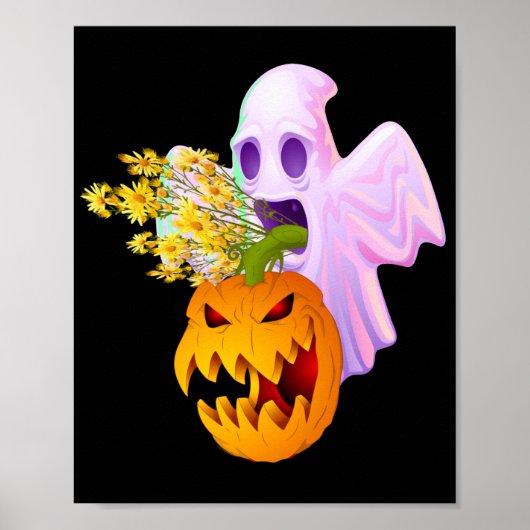 Halloween Costume  Floral Ghost Pumpkin Poster (Voorkant)