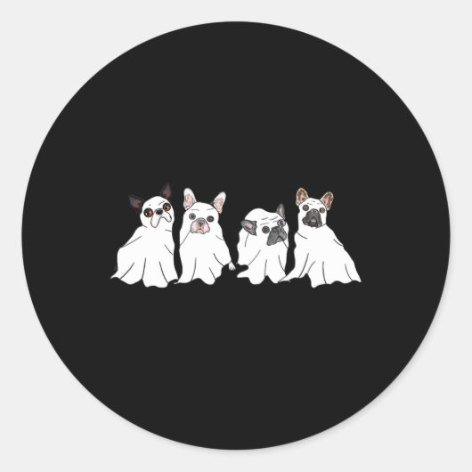 Halloween Costume French Bulldog Ghost Ronde Sticker (Voorkant)