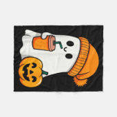 Halloween Costume Ghost Drinking Pumpkin Men Women Fleece Deken (Voorkant (Horizontaal))