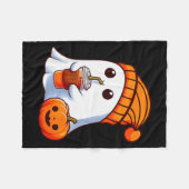 Halloween Costume Ghost Drinking Pumpkin Men Women Fleece Deken (Voorkant (Horizontaal))