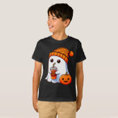 Halloween Costume Ghost Drinking Pumpkin Men Women T-shirt (Voorkant volledig)