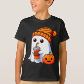 Halloween Costume Ghost Drinking Pumpkin Men Women T-shirt (Voorkant)