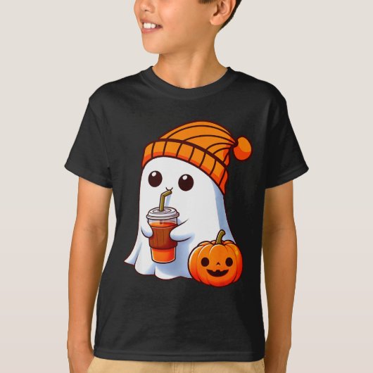 Halloween Costume Ghost Drinking Pumpkin Men Women T-shirt (Voorkant)