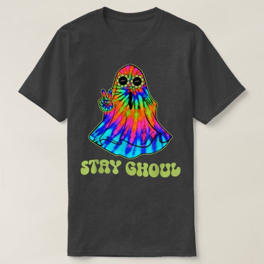 Halloween Costume Groovy Ghost Blijf Ghoul Tie Dye T-shirt (Design voorkant)