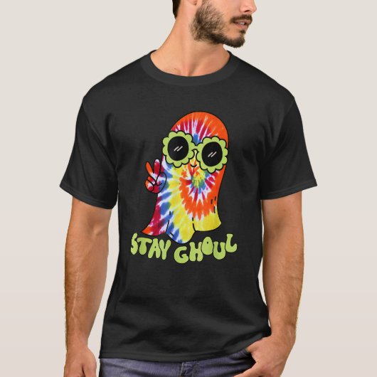Halloween Costume Groovy Ghost Stay Ghoul Tie Dye  T-shirt (Voorkant)