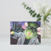 Halloween Costume Monster Mouse Waterverf Art Briefkaart (Staand voorkant)
