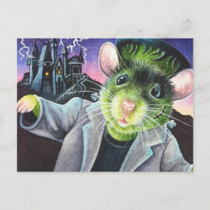 Halloween Costume Monster Mouse Waterverf Art Briefkaart