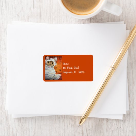 Halloween Costume Mummy Mouse Waterverf Art Etiket (Insitu)