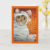 Halloween Costume Mummy Mouse Waterverf Art Kaart (Gele Bloem)