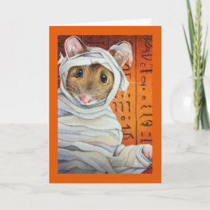 Halloween Costume Mummy Mouse Waterverf Art Kaart