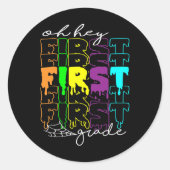 Halloween Costume Oh First Grade Teachers Stud Ronde Sticker (Voorkant)