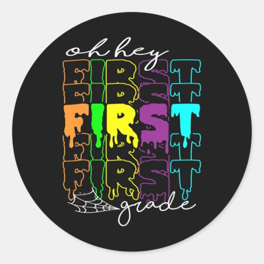 Halloween Costume Oh First Grade Teachers Stud Ronde Sticker (Voorkant)