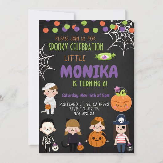 Halloween Costume party Birthday Invitation Kaart (Voorkant)